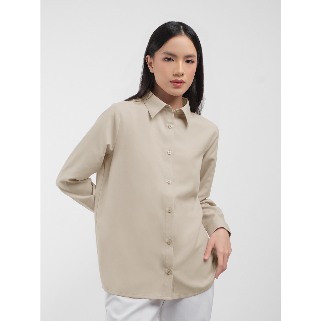 KEMEJA Thenblank Everyday Shirts Beige Women's Shirts Work Shirts