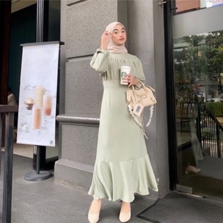 Muslim Vintage Solid Dresses, Turkey Hijab Abaya Dress, Spring Long Sleeve  Kaftan Lace Up Ruffles Dress Green at  Women's Clothing store