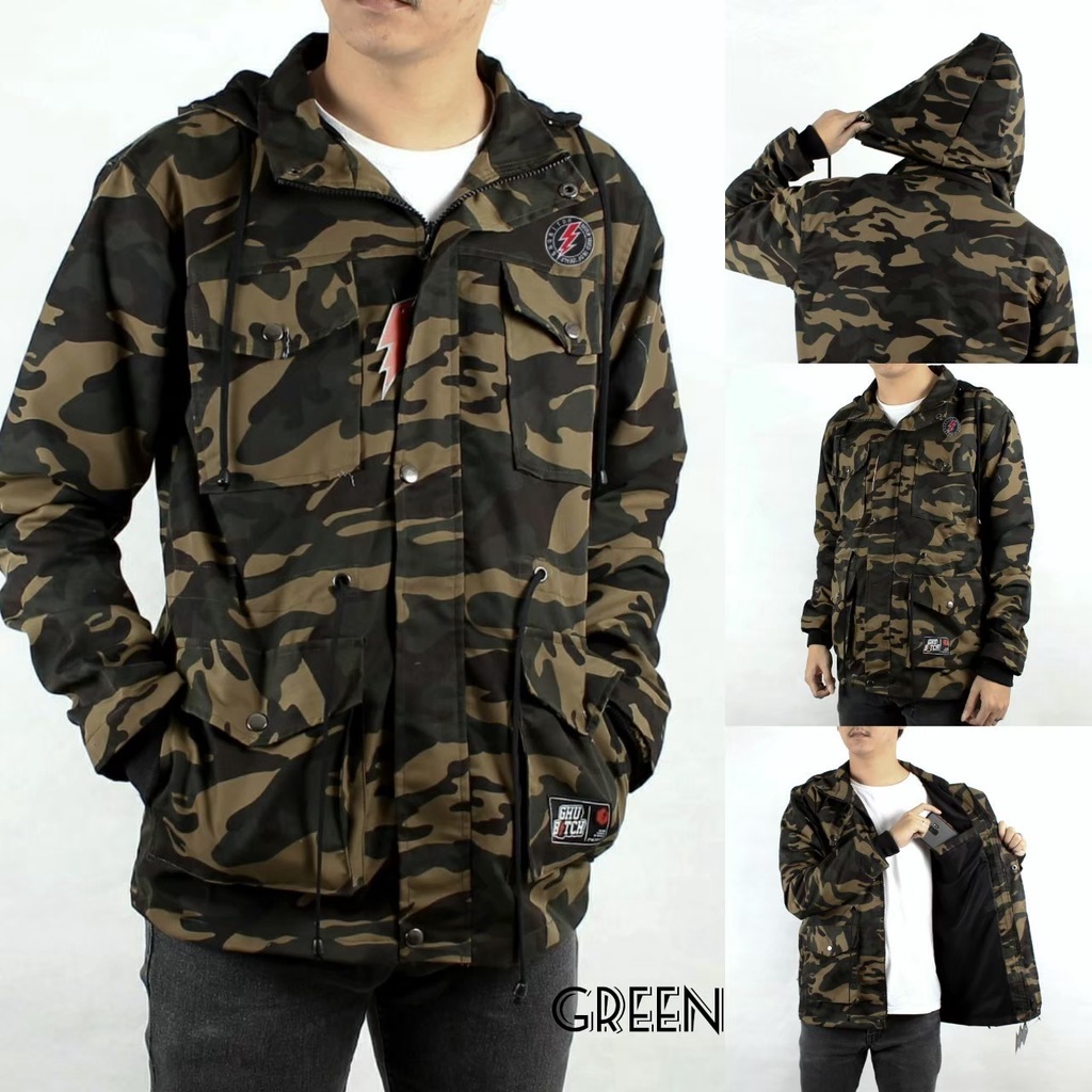 HIJAU Army Jacket Green ARMY CAMO PARKA Jacket ARMY CAMO Jacket