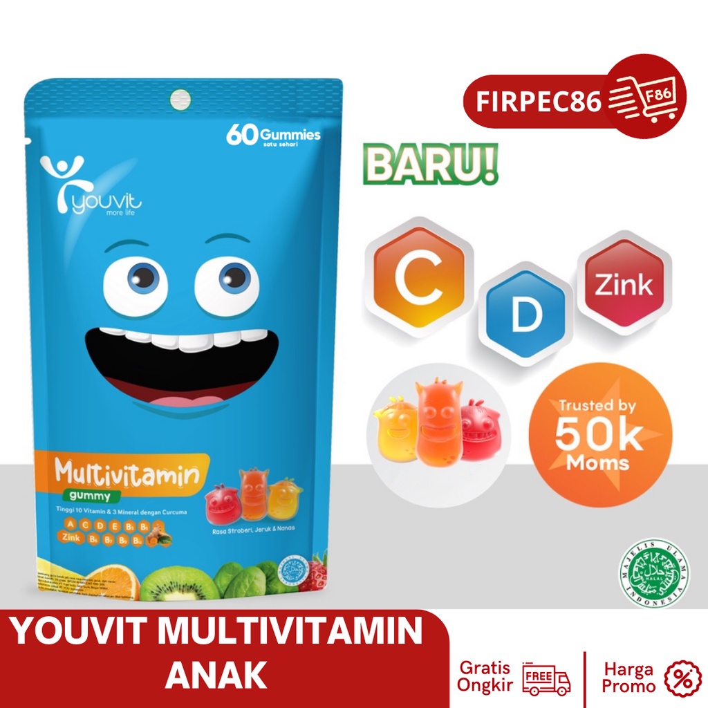 Youvit Multivitamin Gummy Children 1 Pouch Of 60 With Vitamins C, D