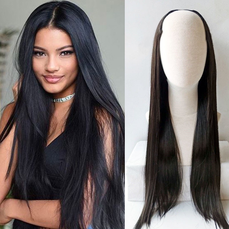 Wig Women's One Piece Simulated Hair Extension with Ushaped Half Head