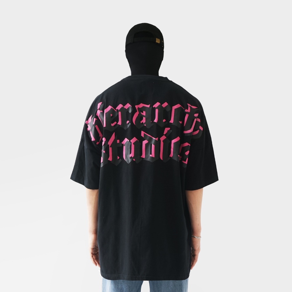 Hierarchy Studios Layered Wide Logo Oversized TShirt Black Shopee