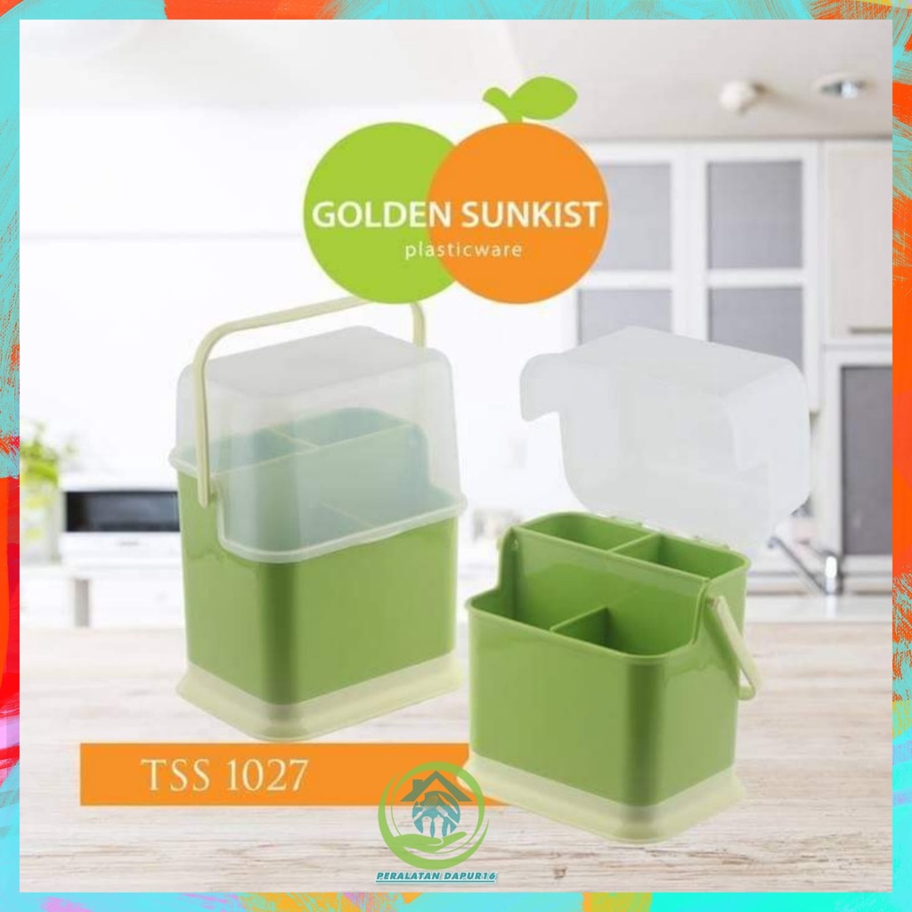 Cutlery Holder+Lid/Spoon Container With 4 Dividers/GOLDEN SUNKIST