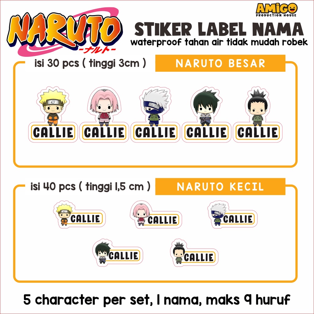 Children's Name Label Sticker Anime Naruto Stationery ATK One Piece ...