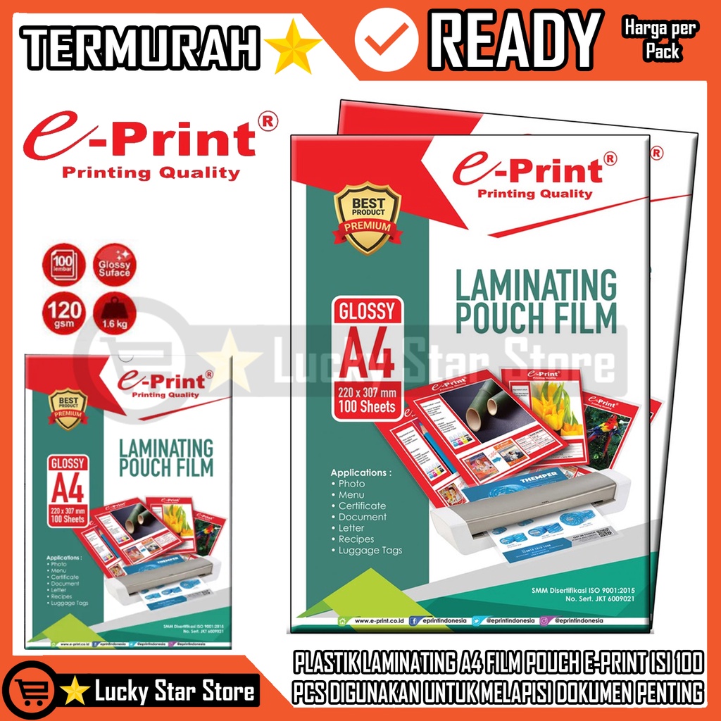 Plastic E-PRINT LAMINATING POUCH FILM A4 ECO LAMINATING FILM F4 Plastic ...