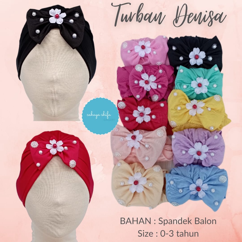 Denisa baby turban / pearl flower ribbon children's turban aged 0-3 ...
