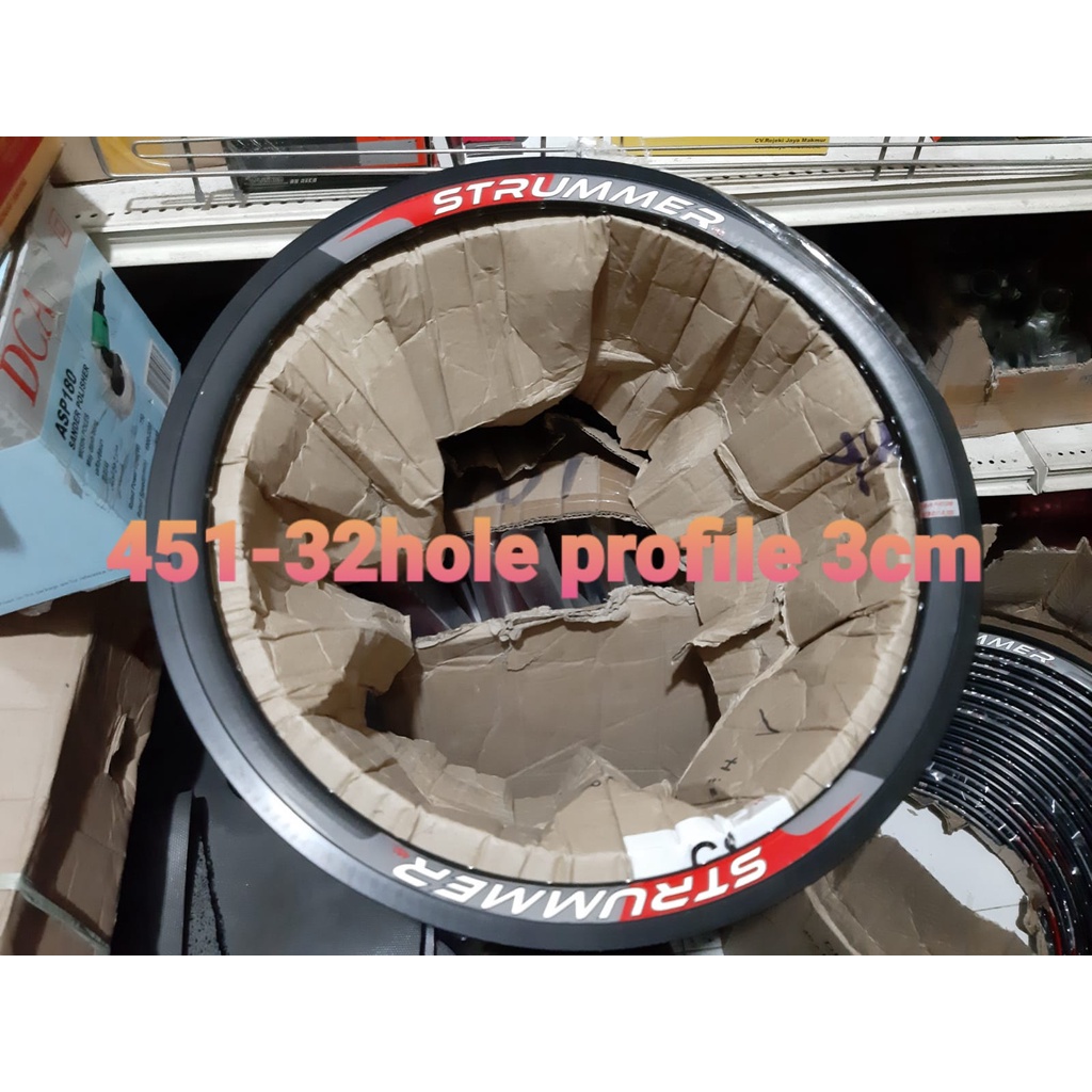MERAH Rims Strummer 451double wall hole 32h profile 3cm red sticker ...
