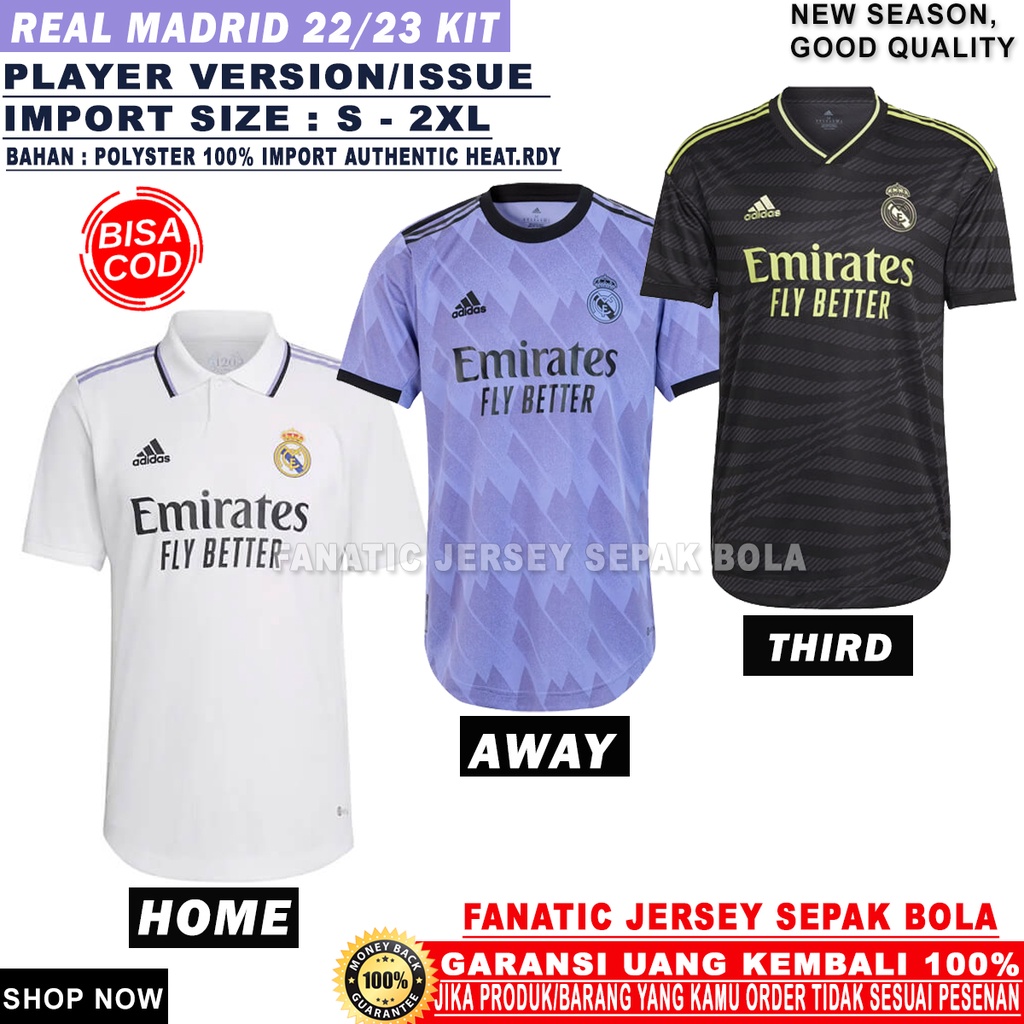 Football Jersey Player Version Real Madrid 2022 2023 Home Away Third 