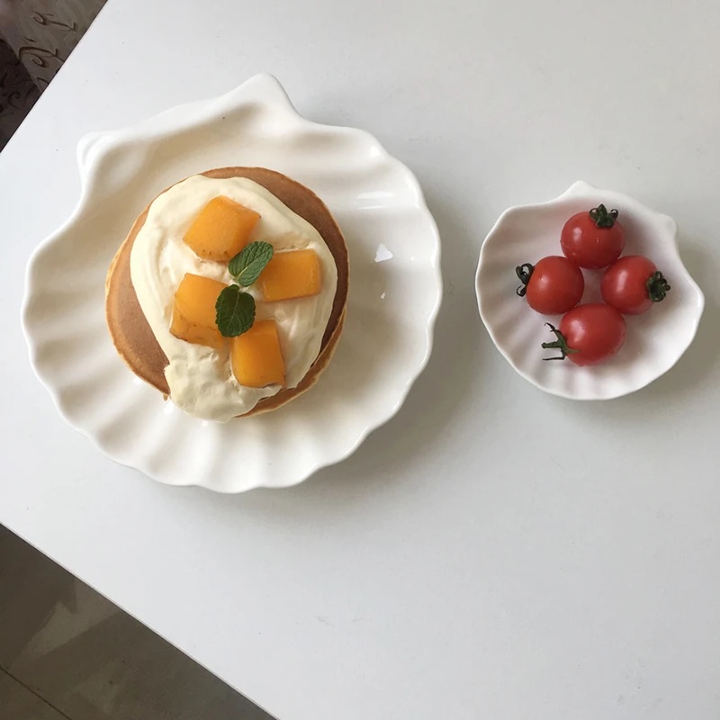 Ceramic shell plate / Ceramic motif chili sauce plate / Ceramic shell ...