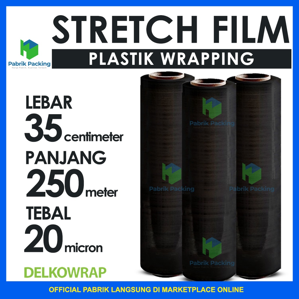 HITAM Plastic wrap stretch film Black plastic wrapping Unit 35CM X 250M