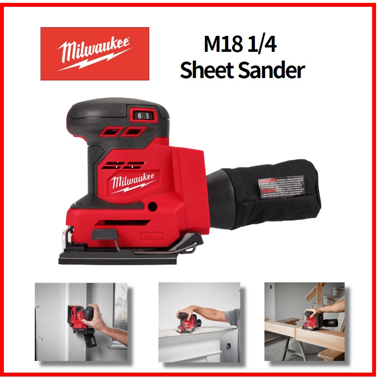 Milwaukee M18 BQSS0 Quarter Sheet Sander 113 x 104 mm Anti Swirl Body