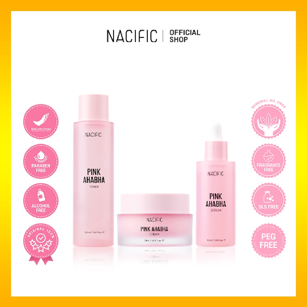Nacific Pink AHA BHA Skin Care 3 Sets (50ml Serum+150Ml Toner+50ml ...