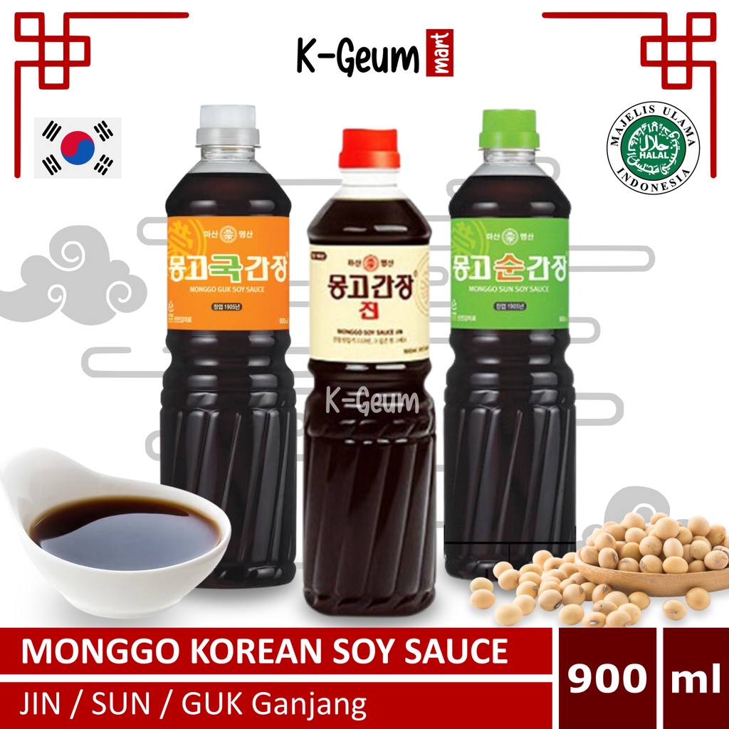 Monggo Jin Sun Guk Soy Sauce Ganjang Original Korea Soy Sauce 900ml