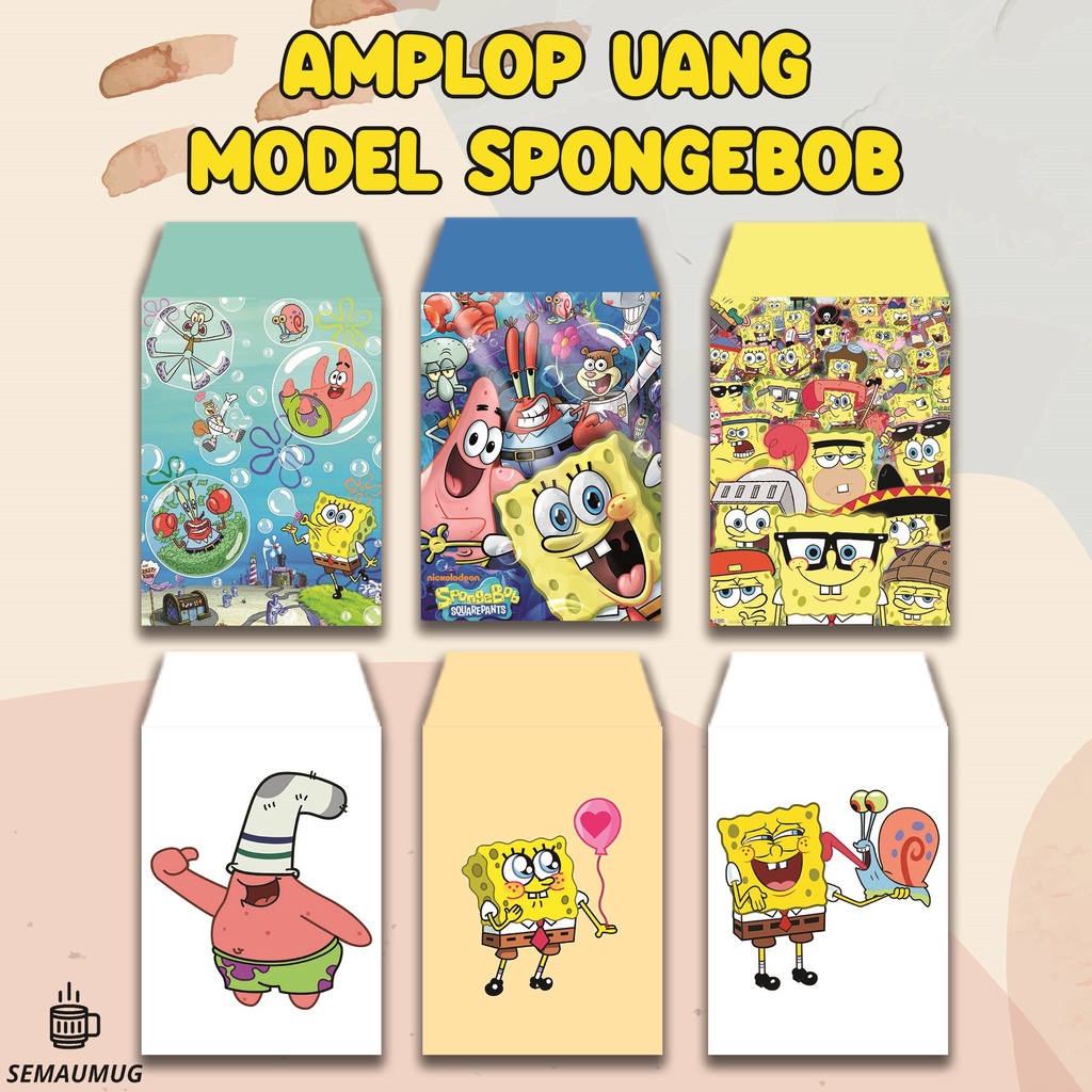 Spongebob Money Envelope ANGPAU Cartoon Gift Contents 10pcs Cute PRINT ...