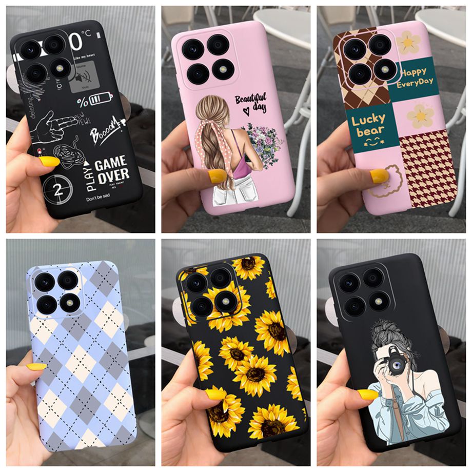 Honor X8a 4G CRT-LX1 Cover Matte Silicone Heart Cute Girl Sunflower ...