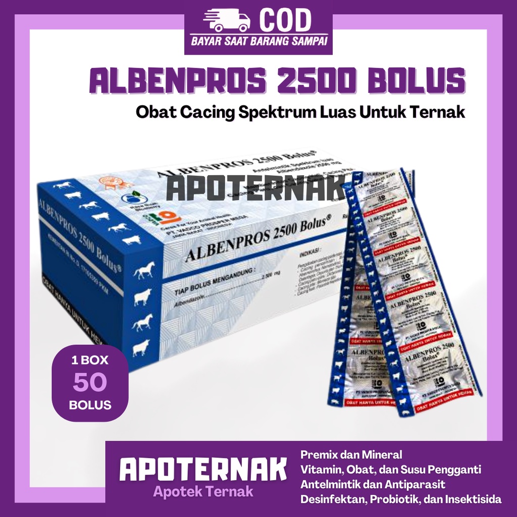 Albenpros 2500 Bolus 1 Box Broad Spectrum Worm Medicine For Horse
