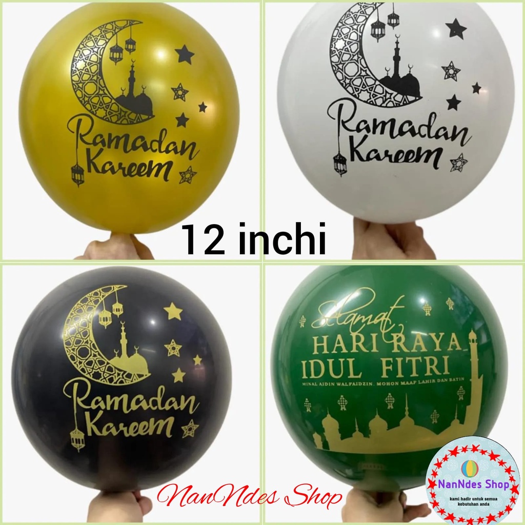 PUTIH HIJAU HITAM 12 inch Ramadhan Kareem Latex Balloons/Marhaban Ya