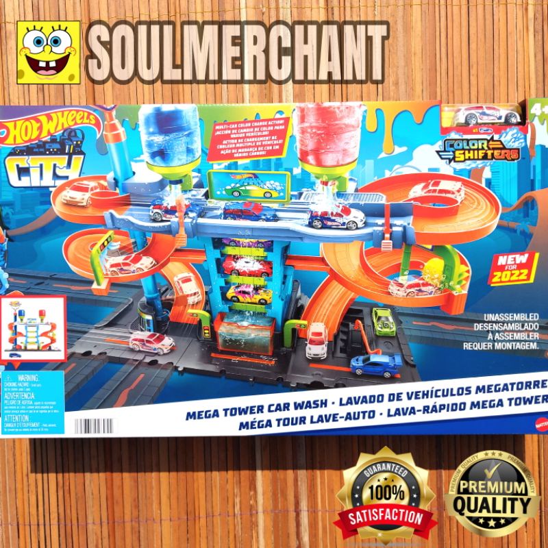 Hotwheels CITY MEGA TOWER CAR WASH TRACK SET TRACK BUILDER ORIGINAL