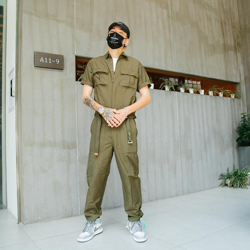 Japanese Vintage Overalls jumpsuits suit Men Street Wear Loose