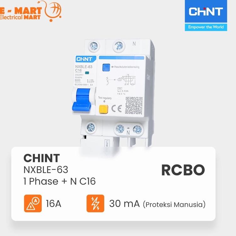 Super CHINT RCBO RCCB ELCB NXBLE-32 1P 1 Phase 16A 25A 30mA Stun ...