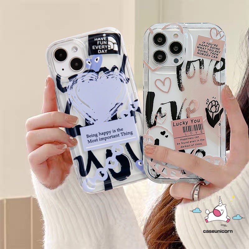 Casing Compatible For iPhone 7plus 8plus 11 14 13 12 Pro Max 6 6S 7 8 Plus XR X XS MAX Cartoon Graffiti Love Heart Comme des Garcons Flower Label Shockproof Soft Airbag Clear Cover Shopee Malaysia