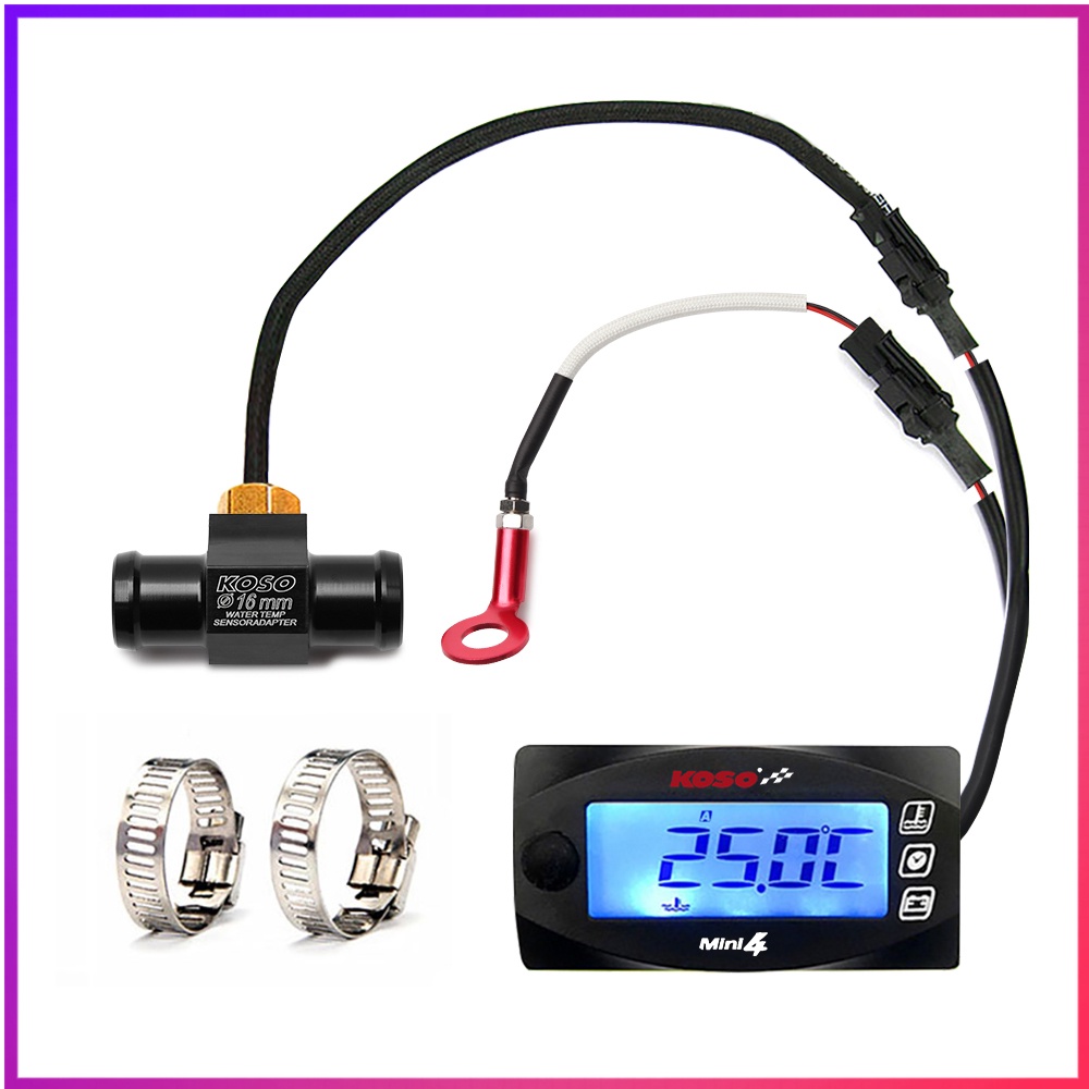 Motorcycle KOSO Mini 4 Water Temperature Meter Cylinder Head Temp Timer