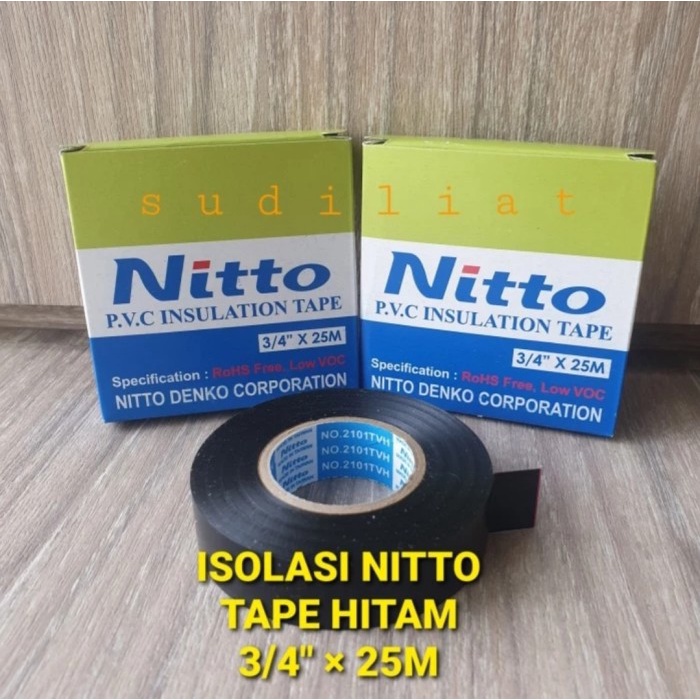 HITAM Nitto Cable Insulation Black Duct TAPE 3/4" x 25METER Shopee