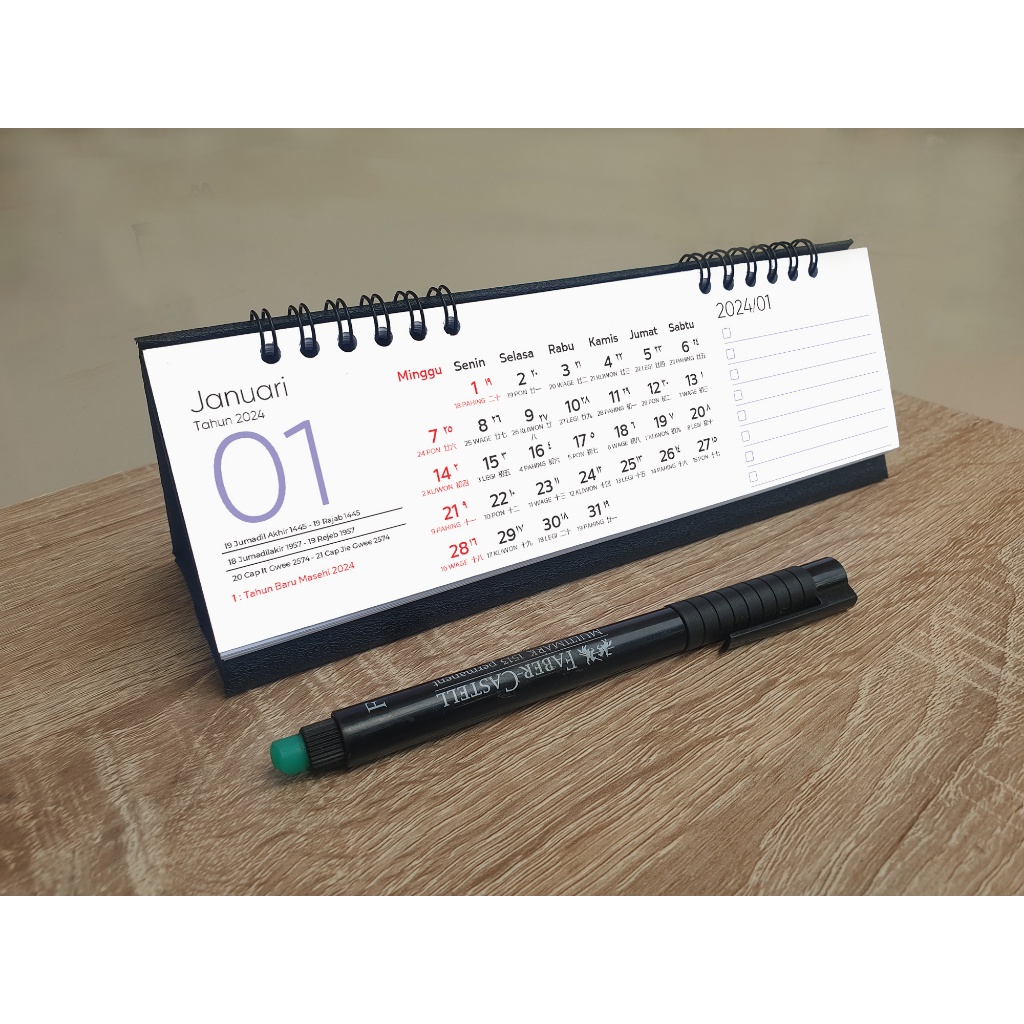 Medium Size Horizontal 2024 Sitting calendar, For Desk Decoration, Note