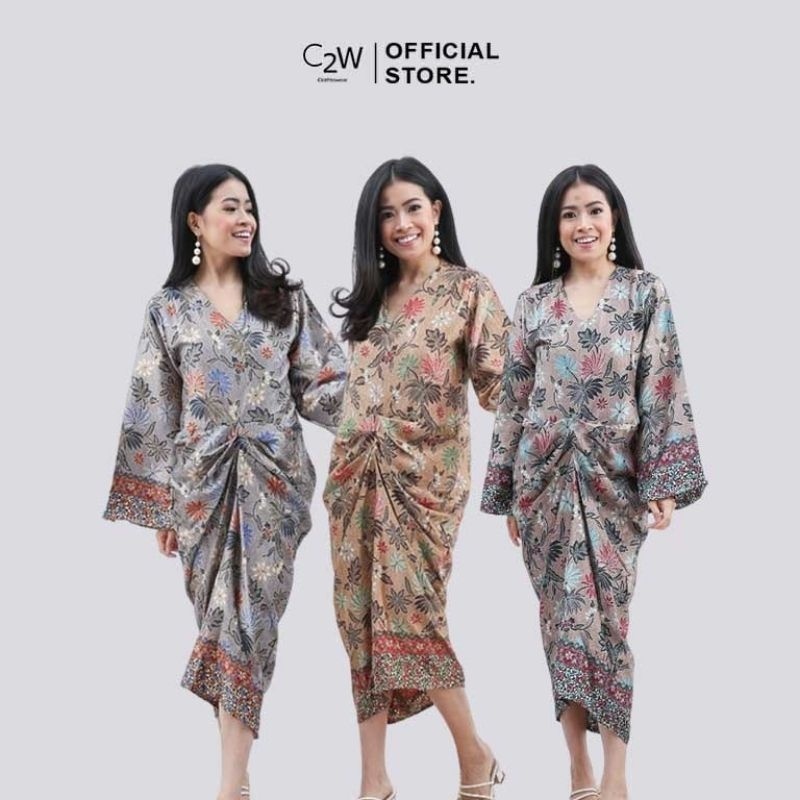 C2w Clothtowear Dress Batik Women All Size Satin Brocade Clothes 923 