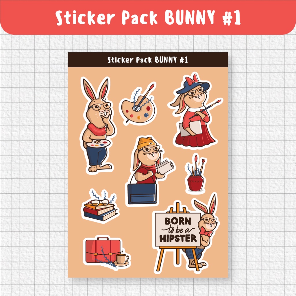 Sticker Pack Bunny Cute Aesthetic Cute - Sticker Waterproof Tumblr ...