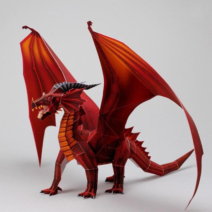 Diy Papercraft Dragon Red Dragon Pattern | Shopee Malaysia