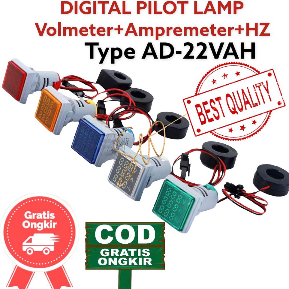 PILOT Lamp DIGITAL Voltmeter+Amperemeter+HZ TYPE AD16-22VAH/VOLT METER ...