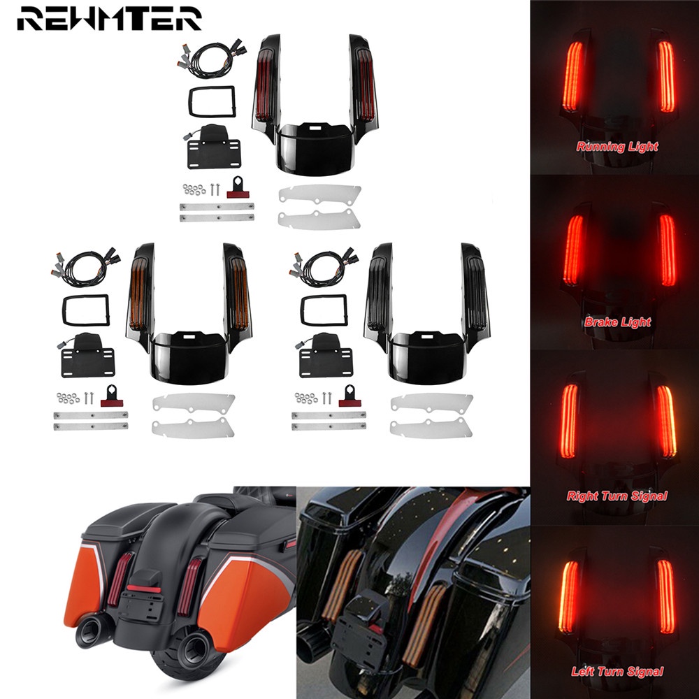 Motorcycle LED Light Rear Fender Fascia Set For Harley Touring Street ...