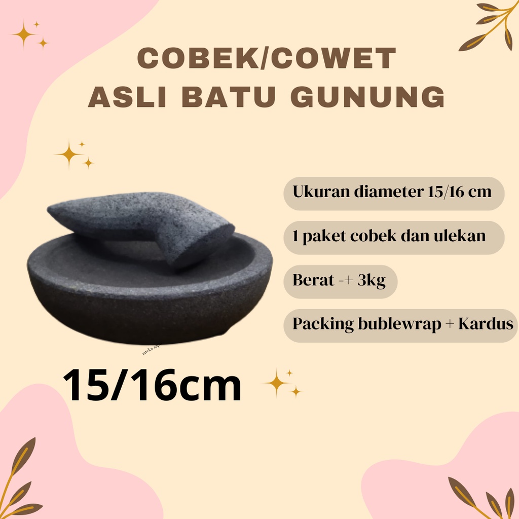 Cobek Original mountain stone Size 15-16cm fist set (mutu) | Shopee ...