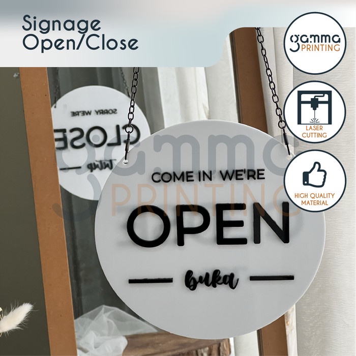 PUTIH Acrylic Signage Open Close/Embossed Acrylic Board Open Close Shop ...