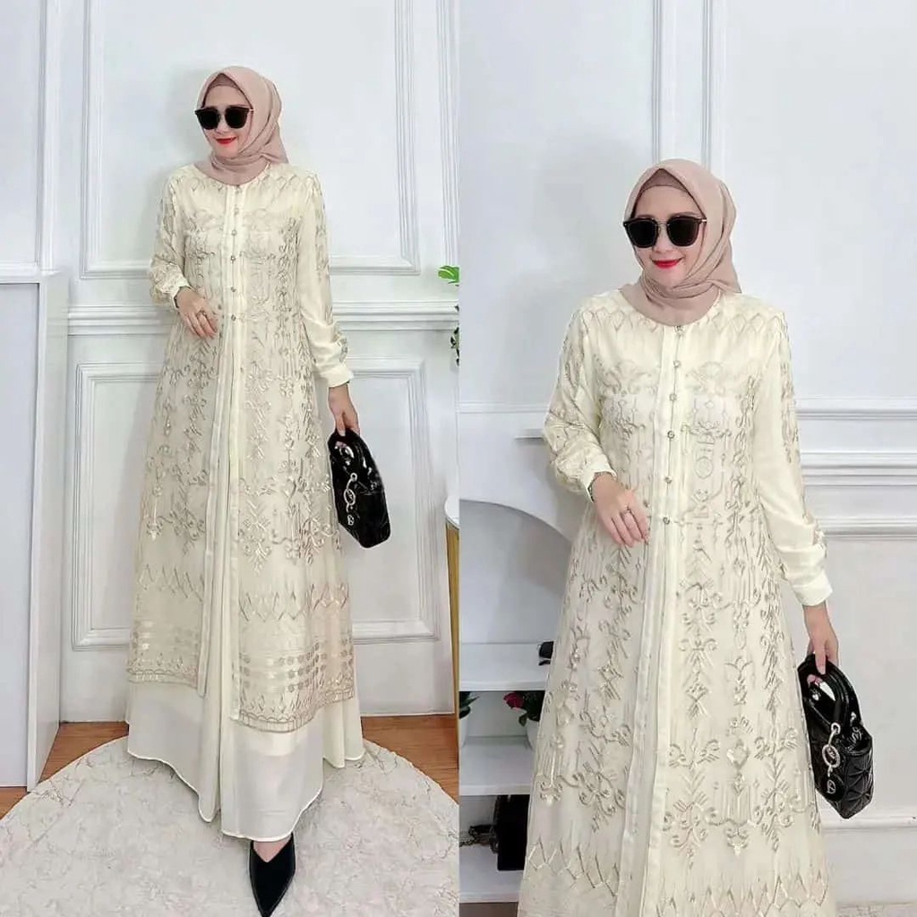 Gamis TERBARU SABRINA DRESS BL Material Fabric Brocade BABYDOLL FULL ...