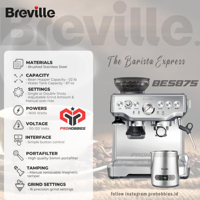 MESIN Breville BES875 Barista Express Coffee Machine with Milk Jug not