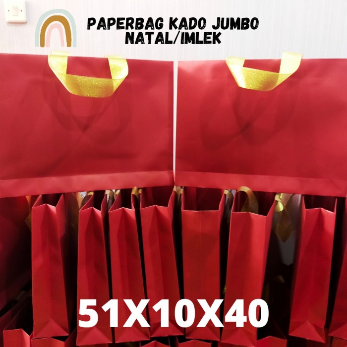 MERAH Jumbo Chinese Red PAPER BAG/CNY Red GOODIE BAG/Big PAPER BAG