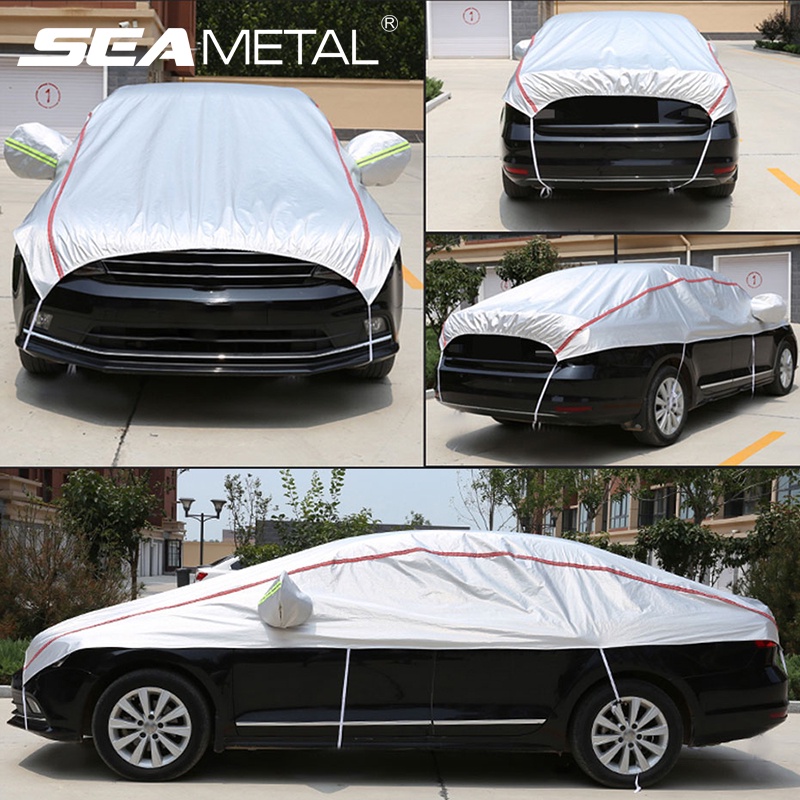Universal Half Car Covers Indoor Outdoor Dustproof Snowproof Waterproof Protection Cover for