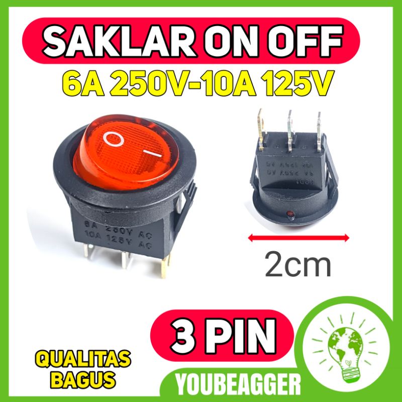Round on off Switch 3 pin LED on off Switch 6A 250v-10A 125V | Shopee ...