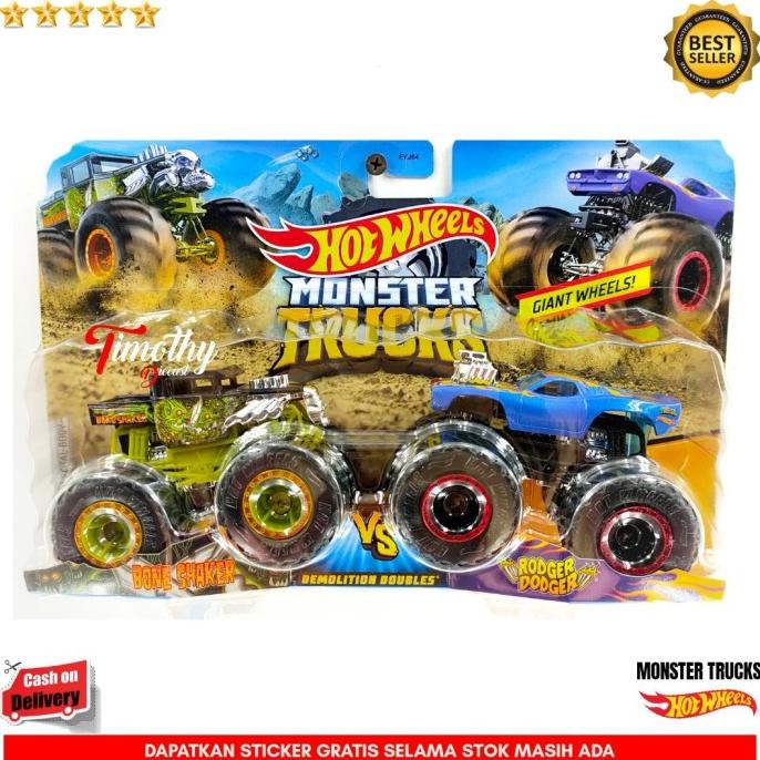 Hot Wheels Monster Trucks Bone Shaker Rodger Dodger Demolition Doubles Shopee Malaysia 6968