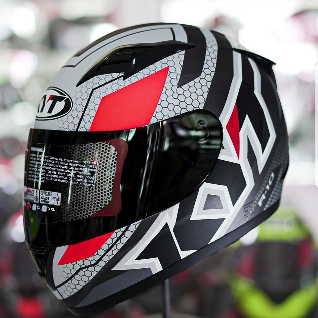 MERAH PUTIH HITAM Helmet KYT R10 Series 5 Matt Black Red Fluo Full Face
