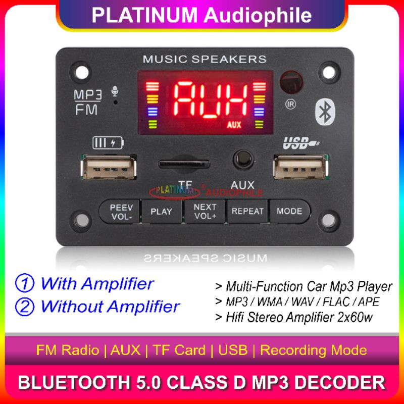 Mp3 Bluetooth Amplifier Module 80W 2x 40W Class D Mp3 Decoder Recording