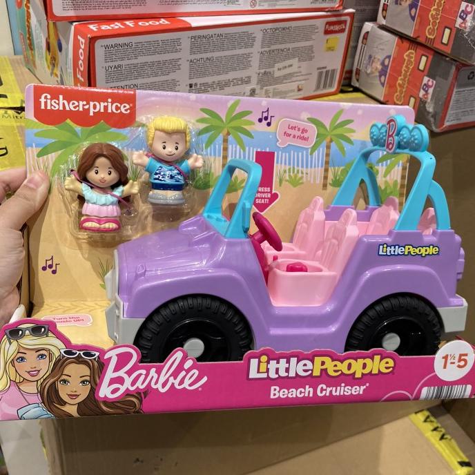 Fisher Price Little People Barbie Car With Music Sounds and 2 Figures ...