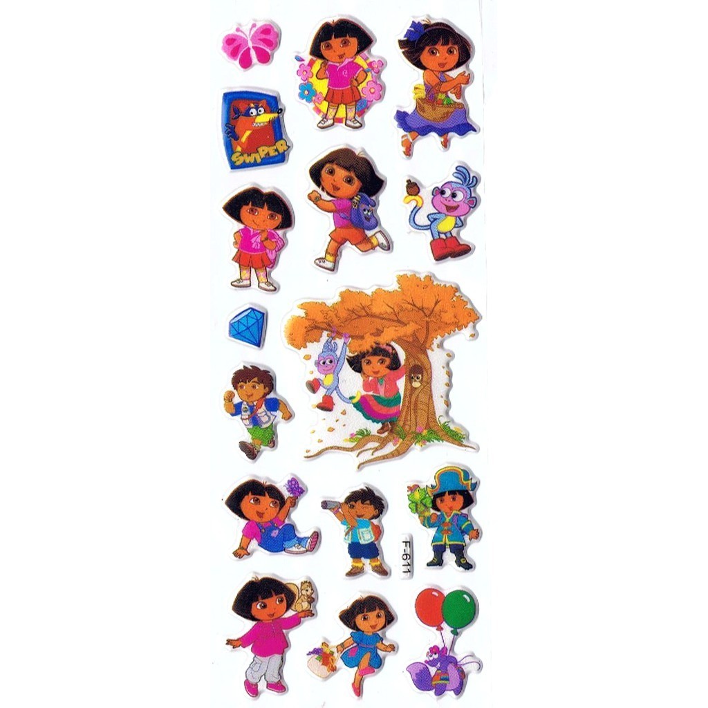 Sk394 Sticker Foam Emboss Dora Children's Motivational Award Sticker ...