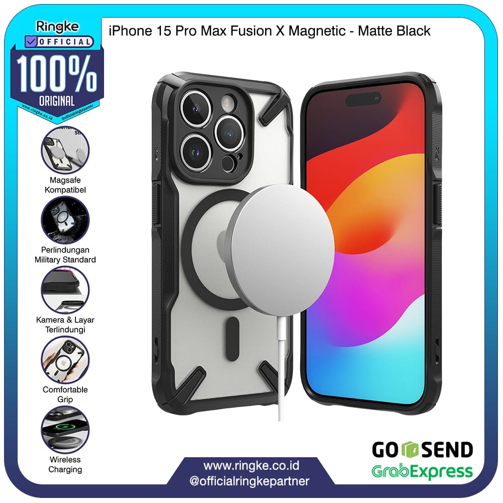 Ringke Iphone 15 Pro Max Fusion X Magnetic Matte Black Military Case Shopee Malaysia 2635