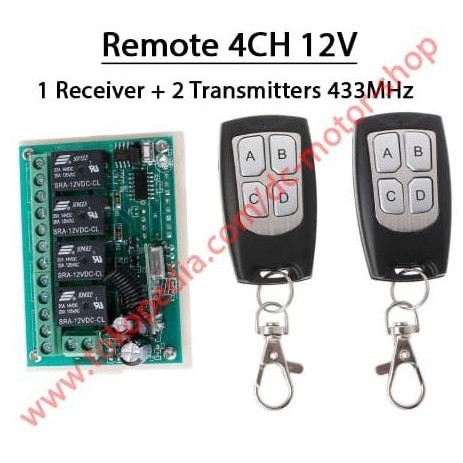 4 Channel Rf Remote Control Wireless 12V (1 Receiver + 2 Transmitters ...