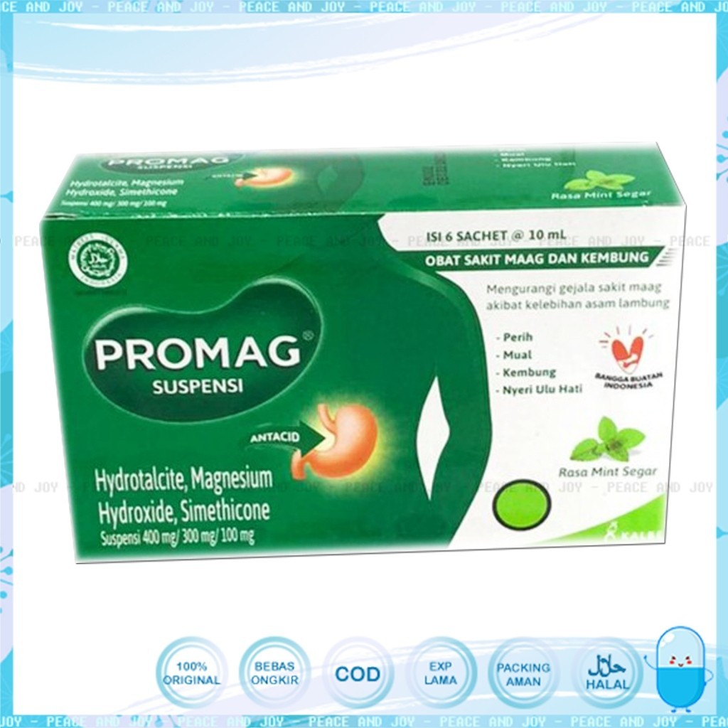 PROMAG LIQUID SUSPENSION 10 ML CONTENTS 6 SACHETS OVERCOMES SYMPTOMS OF ...