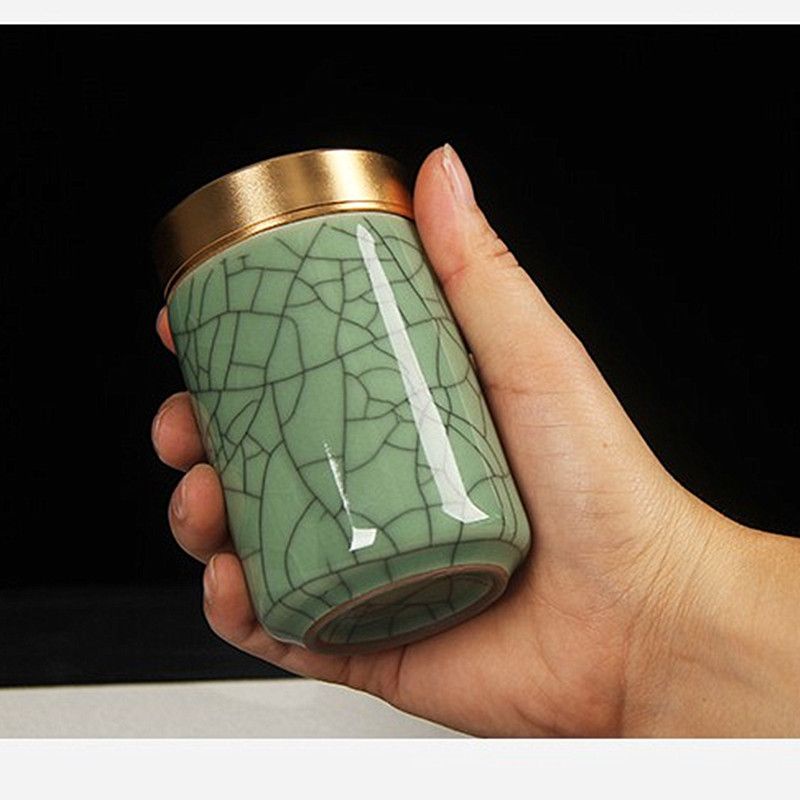 Celadon Mini Tea Caddy Convenient Travel Storage Tea Caddy Ceramic ...