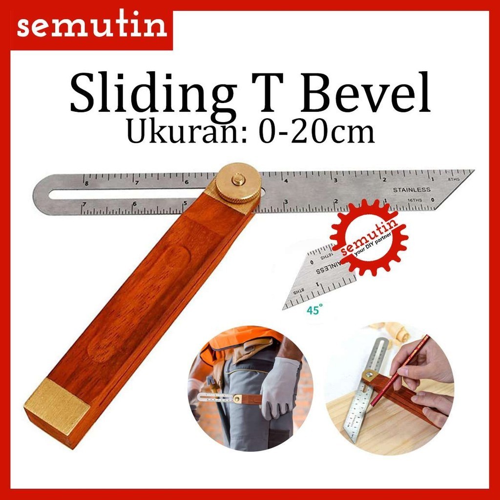 KAYU SIKU Vintage Sliding T Bevel Square 20cm 7inch AG99/Elbow Angle ...